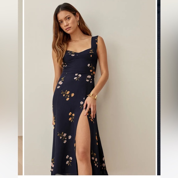 Reformation Fulton Midi Dress Princess Margaret Floral Size 12 - Picture 2 of 9